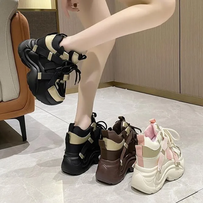 Casual schoenen voor dames, warme, dikke sneakers met 10 cm hak, herfst/winter, dikke zool, gevulkaniseerd, hoog platform, leer voor dames_voghion.com
