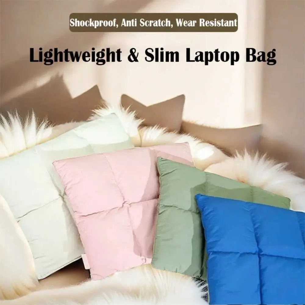 2024 14 16 inch Laptop Sleeve Pillow Puffy Notebook Storage Bag Quilted Puffer Large Capacity Carrying Case Office_voghion.com