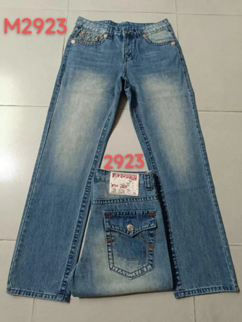 Men's True Long Trousers Mens Coarse Line Super Religion Jeans Clothes Man Casual Pencil Blue Black Denim Pants M2926_voghion.com