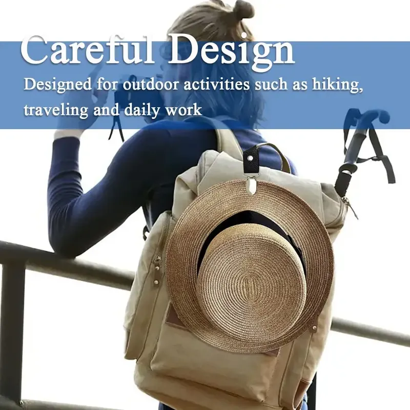 Clip porta-cappello multifunzionale in pelle per viaggi e campeggio: fissa saldamente il tuo berretto alla borsa o al bagaglio_voghion.com