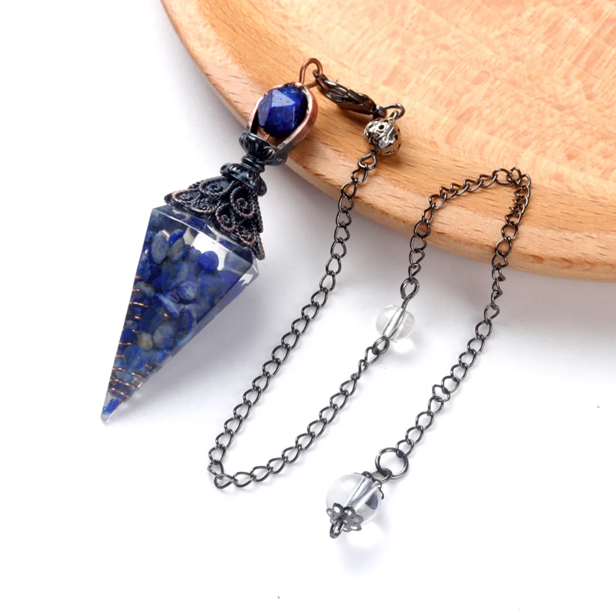 Natural Stone Pendulum Necklace Amethyst Crystal Amulet Jewelry_voghion.com