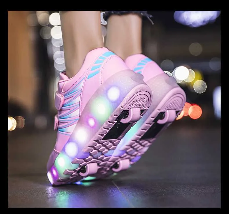 Sneakers Roller Skates 2 Wheels Shoes Glowing Lighted Led Children Boys Girls Kids Fashion Luminous Sports Boots Casual_voghion.com