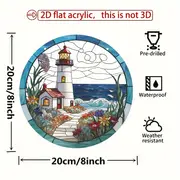 Atrapasol con forma de faro costero: arte acrílico vibrante de 20 cm. Decoración con encanto náutico para hogares junto al mar o un obsequio marítimo considerado._voghion.com