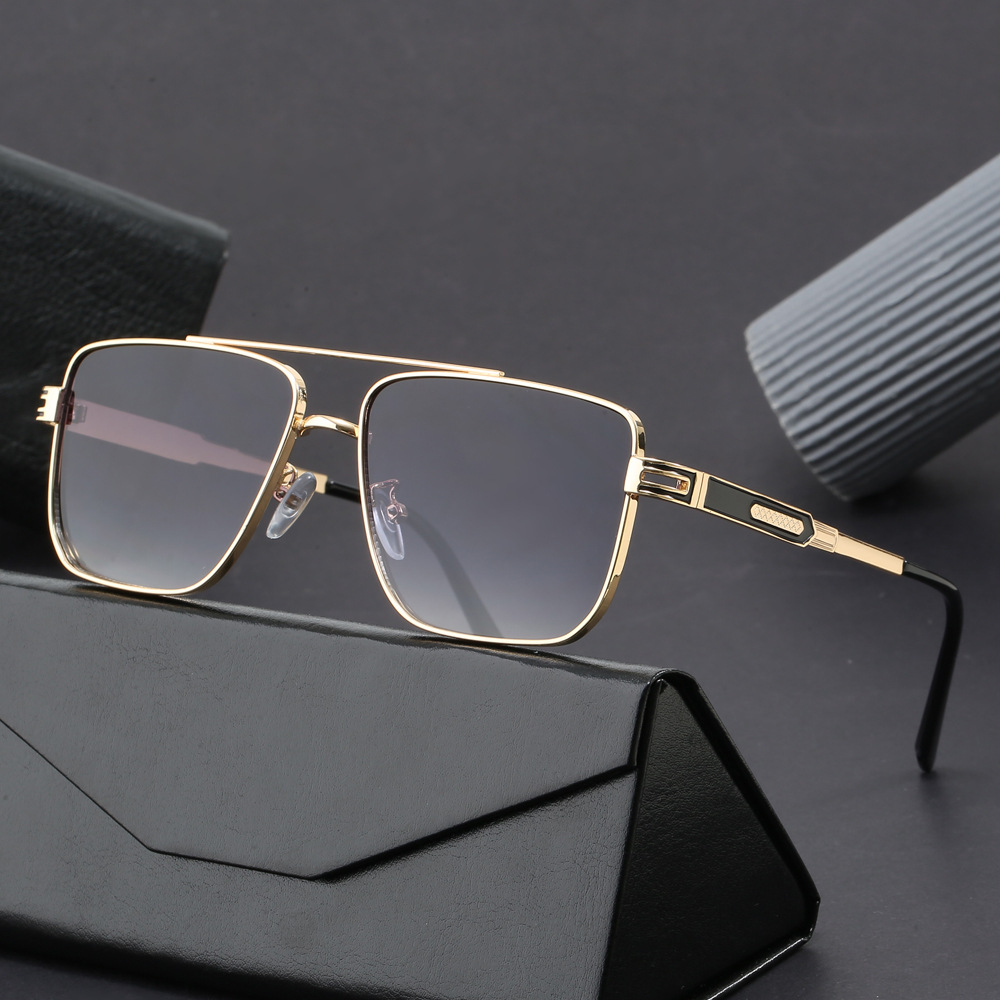Men's Sunglasses Of High End Ins Metal Square Sunglasses For Women, Fashionable Large Frame, Slimming And Anti Ultraviolet Sunglasses