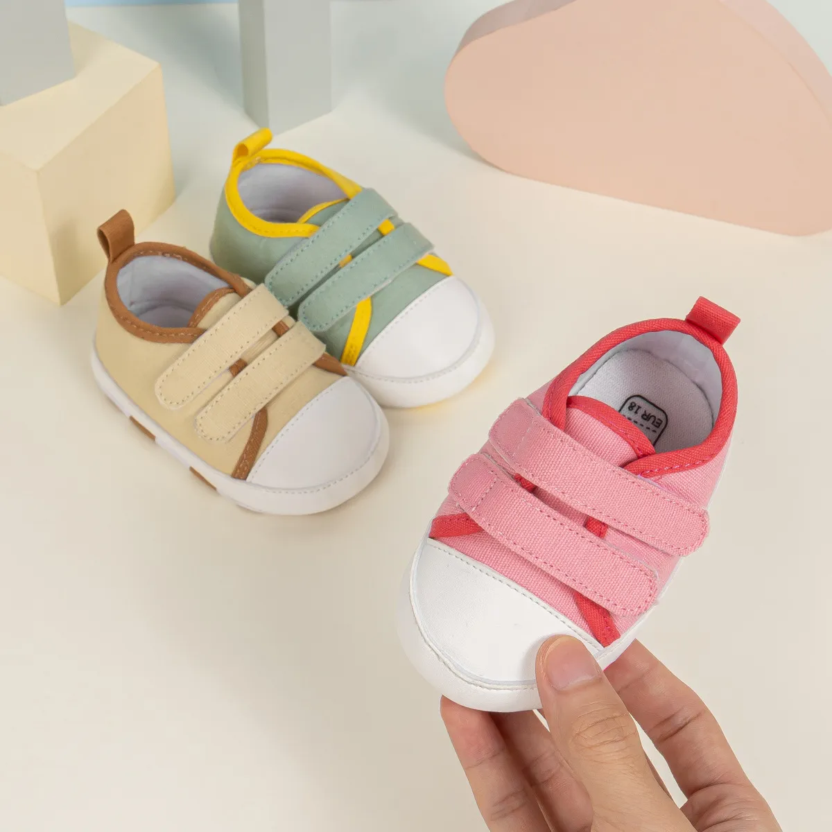 Chaussures décontractées unisexes pour bébés filles garçons nourrissons coton semelle souple antidérapante toile premiers pas Kidsnest nouveau-né mocassins chaussures plates_voghion.com