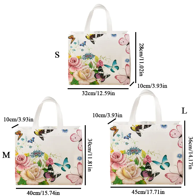 Bloemenprint boodschappentas van non-woven materiaal, eco-vriendelijke reistas, opvouwbare tas, herbruikbare boodschappentas_voghion.com