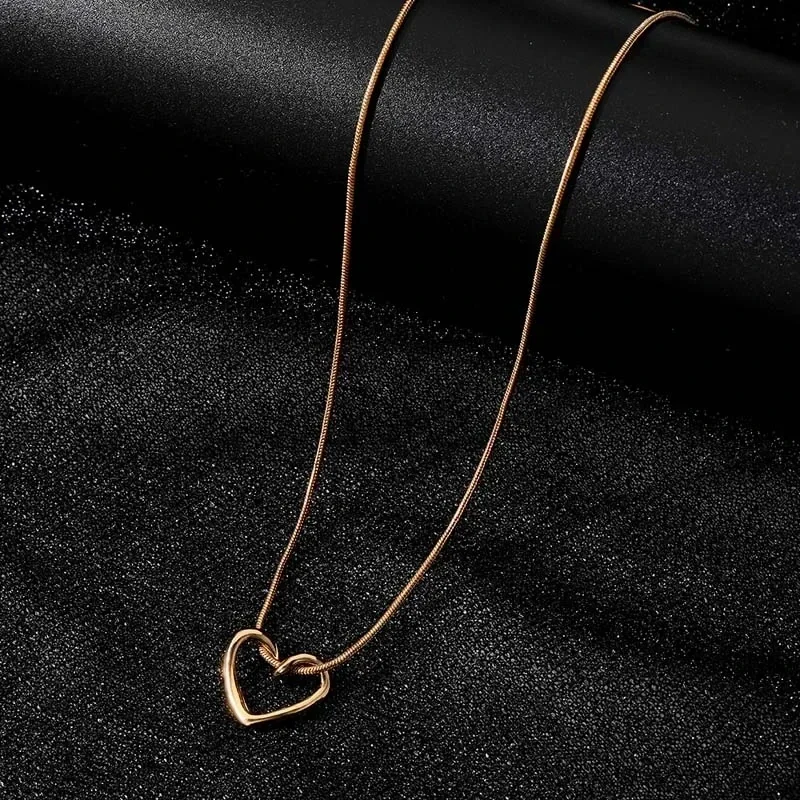 Heart Pendant Necklace Silver Geometric Clavicle Chain Jewellery_voghion.com
