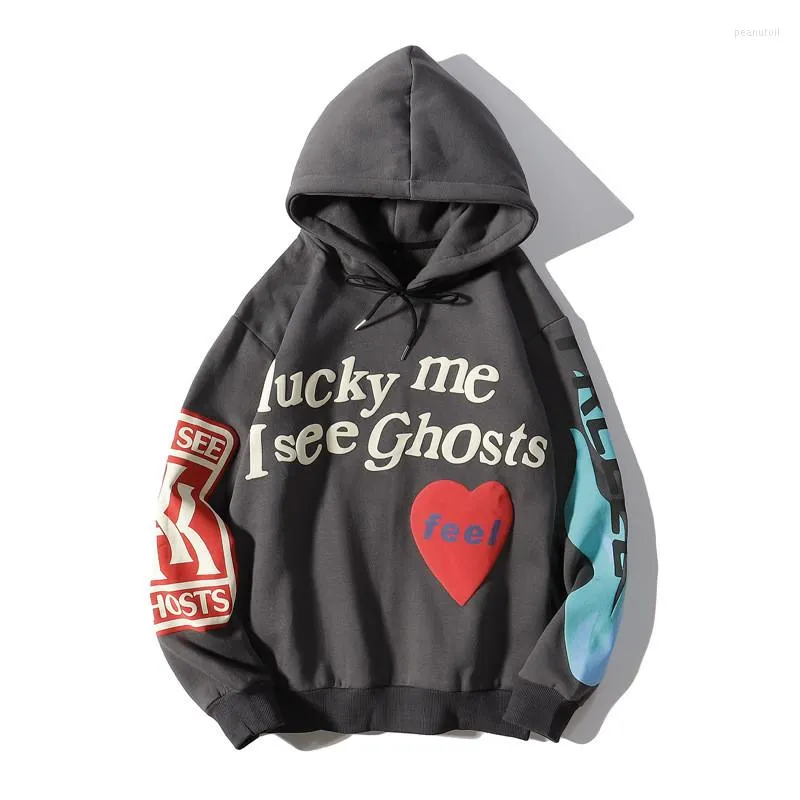 Herenhoodies Haruku Graffiti Lucky Me I See Ghosts Letter Winter Sweatshirts Heren en Dames Hoodie Hip Hop Oversized_voghion.com