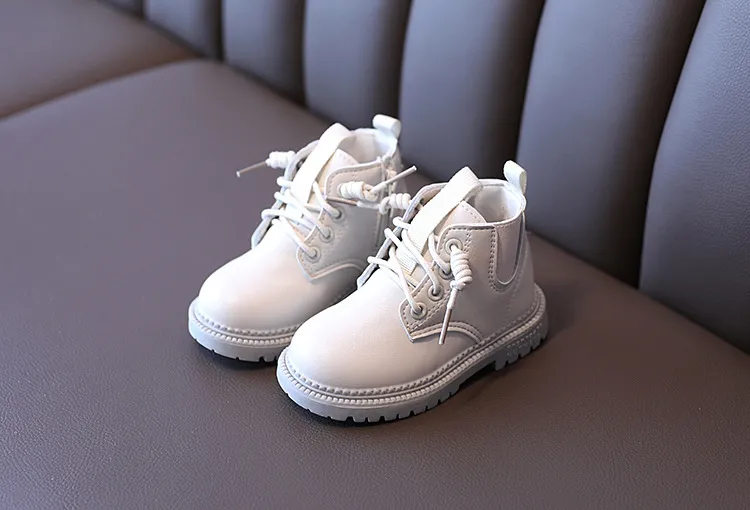Kinder Leder Wasserdichte Kinder Turnschuhe Schwarz Weiß für Baby Mädchen Stiefel Kleinkind Jungen Schuhe Cutefeet Schule_voghion.com