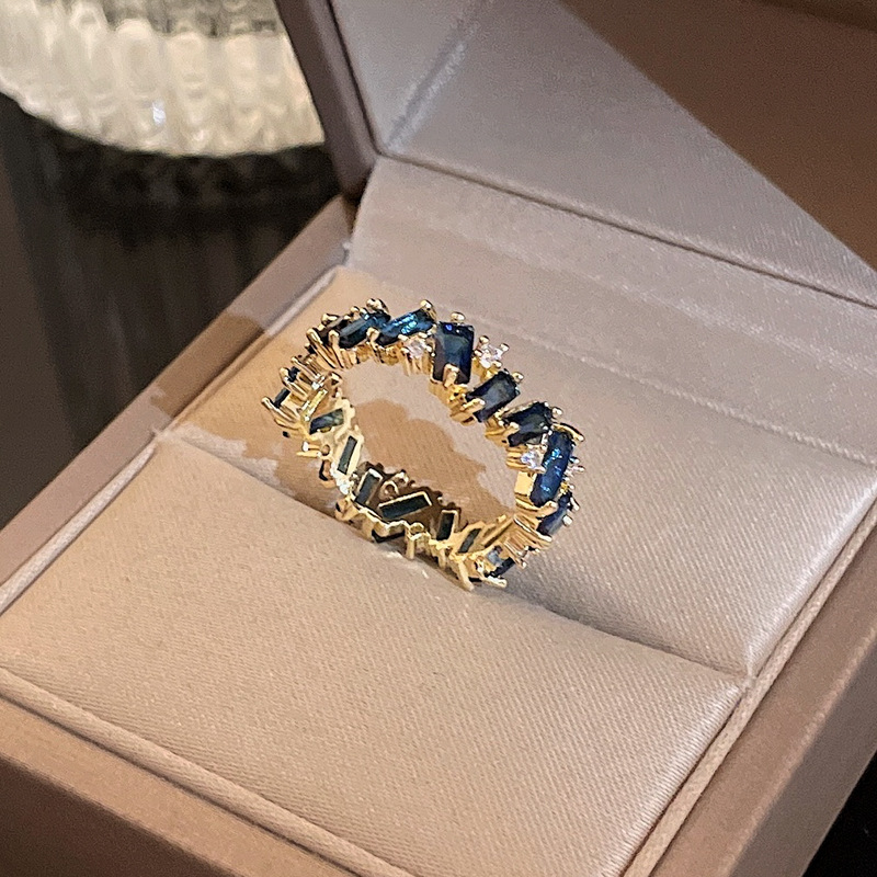Real Gold Electroplated Irregular Zircon from South Korea Exquisite Fashion Open Ring Light Luxury and High Grade Hand_voghion.com