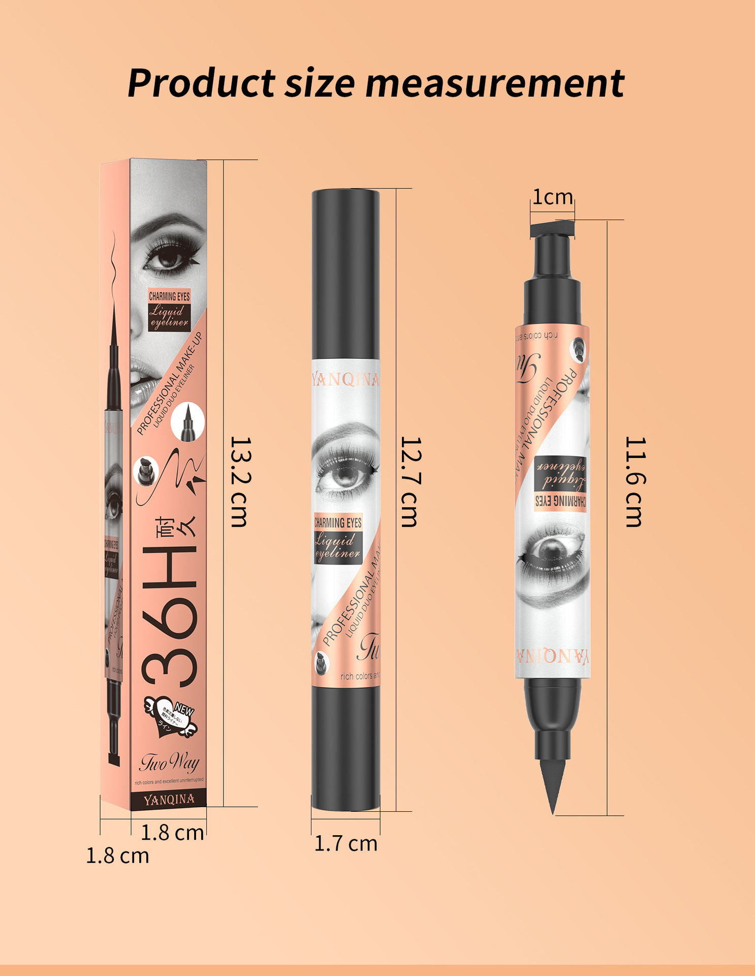 YANQINA Seal vandfast og ikke-udtværende dobbeltstempel eyeliner makeup_voghion.com