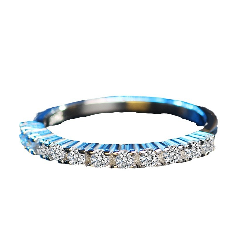 Bague diamant à une rangée incrustée de zircons pour femme (2024)_voghion.com