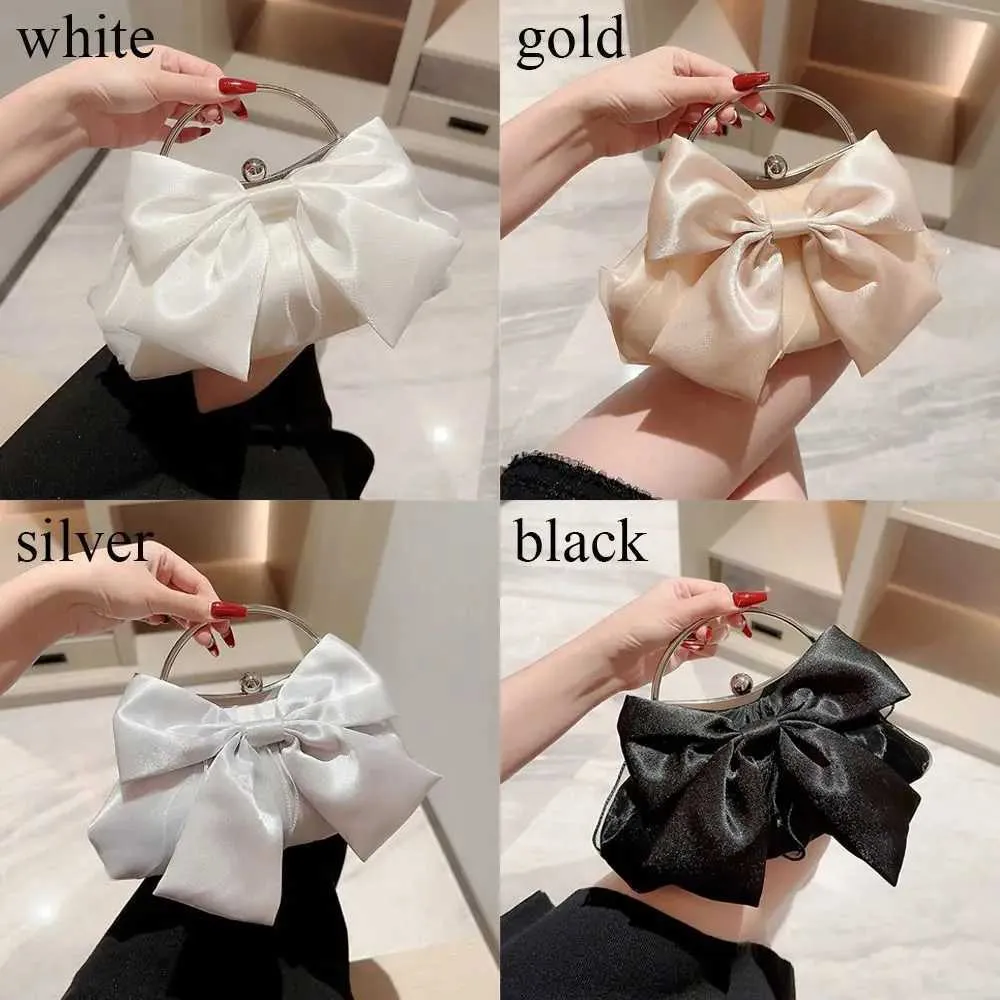 Gyllene siden rosett kväll elegant och trendig bankett clutch kedja axelväska plånbok för kvinnor festväska_voghion.com