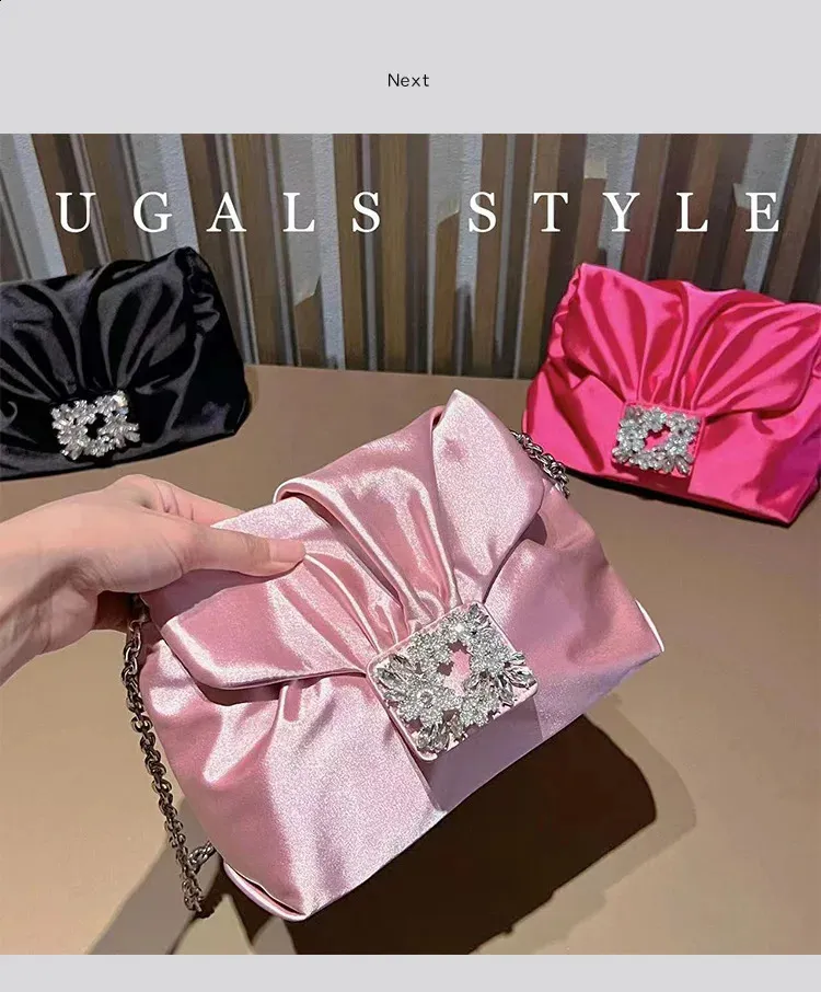 Elegante borsa da sera in raso pochette e borsa a tracolla_voghion.com