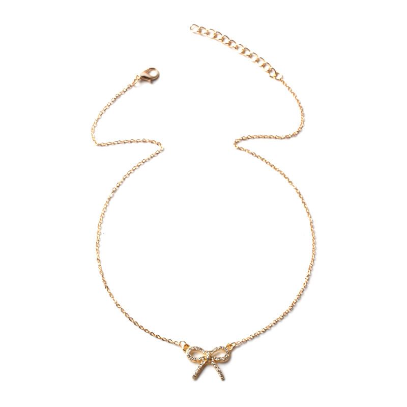 Gioielli moda fiocco pendente nicchia dia lega collana maglione catena donne_voghion.com