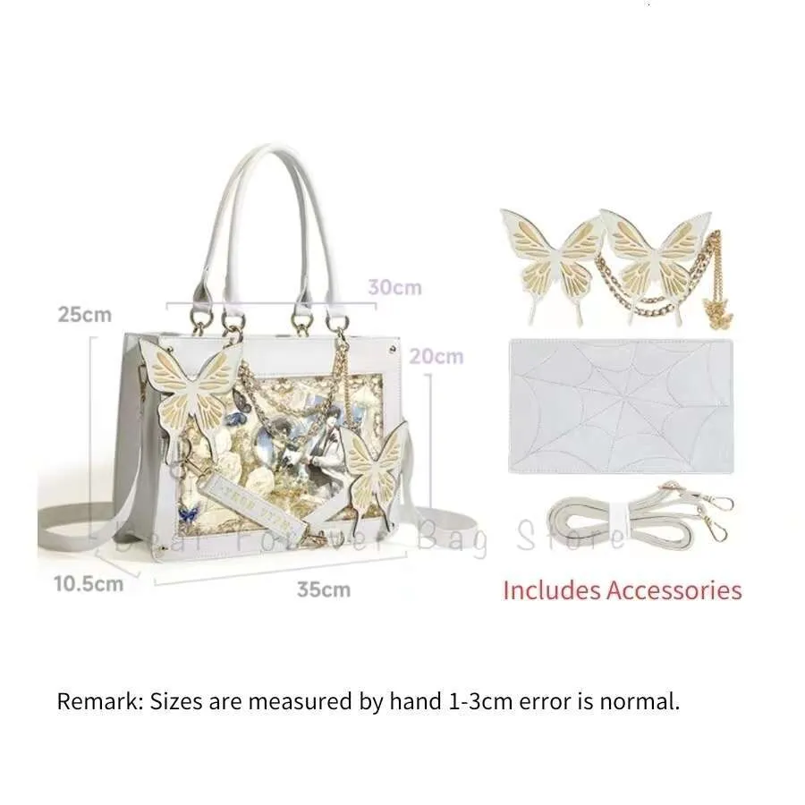 Y2k maze butterfly spider web DIY transparent Italian Lolita Gothic handbag retro fashion shoulder bag street decoration_voghion.com