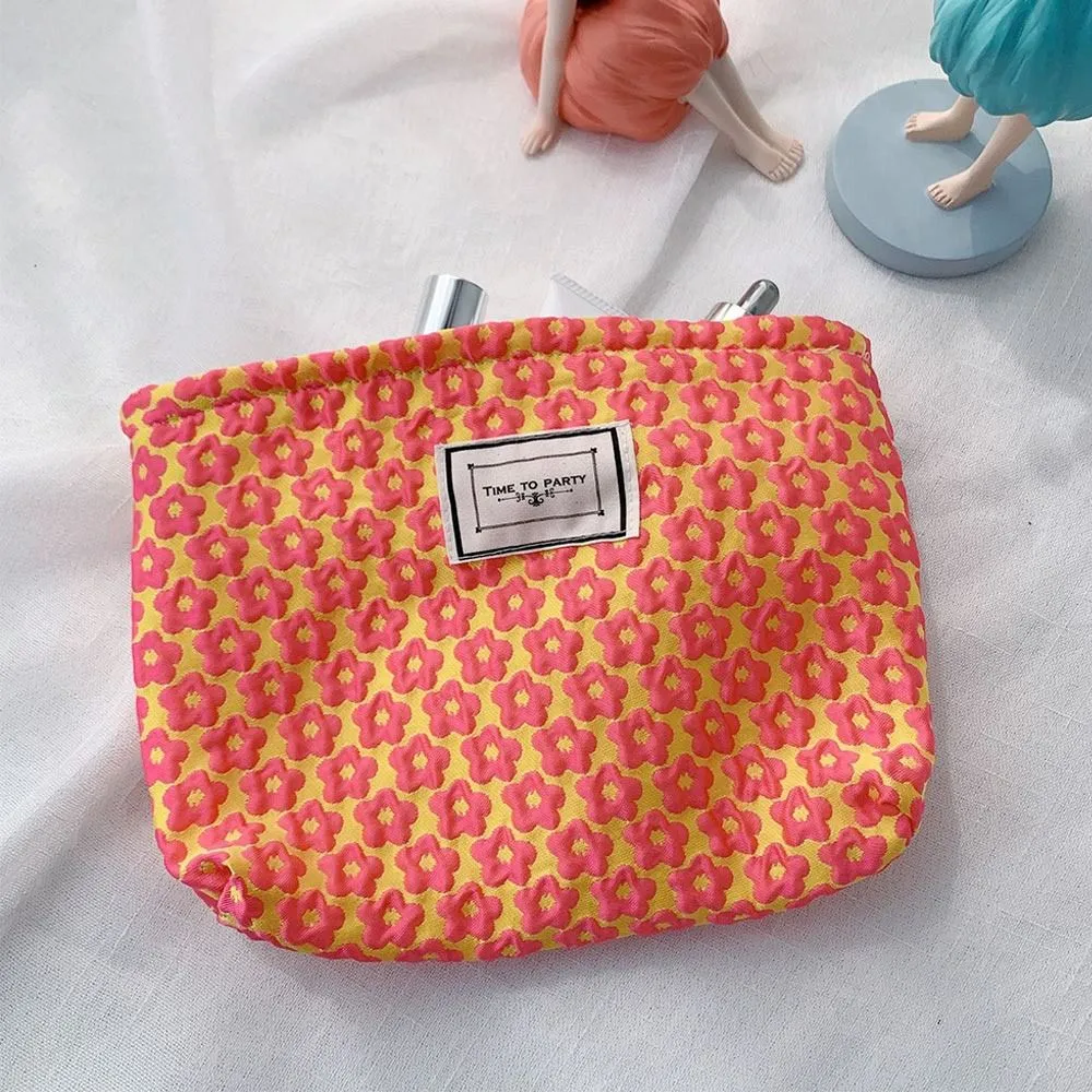 Trousse de toilette en jacquard floral, simple et tendance, grande capacité, idéale pour les voyages, les soins de la peau, les produits de toilette et le maquillage_voghion.com