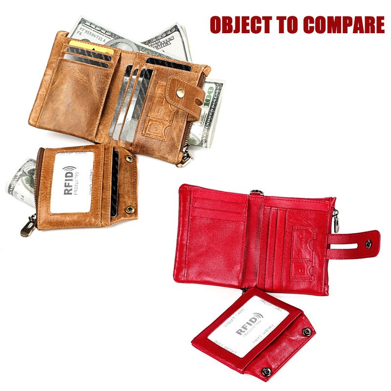 Neue männer echte RFID crazy horse leder zipper frauen retro multifunktionale kurze brieftasche_voghion.com