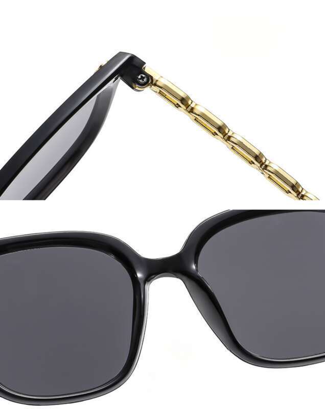 Új, csúcskategóriás női napszemüveg kis láncszem szárral, csillag alakú napszemüveggel, nagyméretű arccal, karcsúsító hatással és_voghion.com