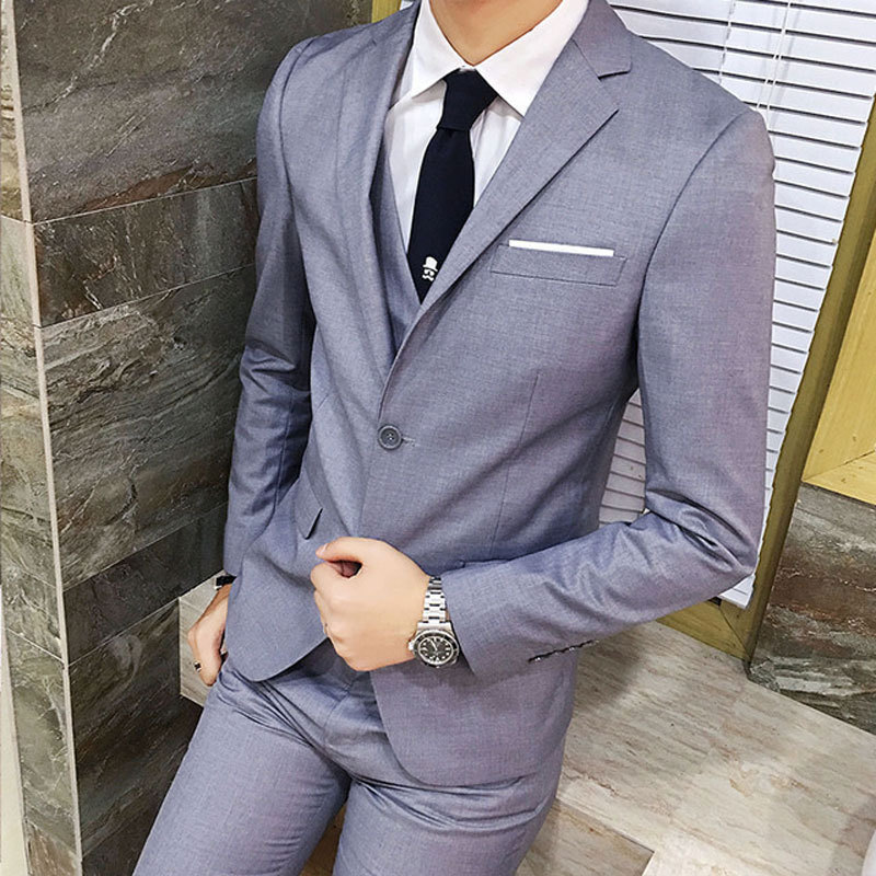 Three Piece Men's Suit Plus Size Banquet Formal Dinner Outfit_voghion.com