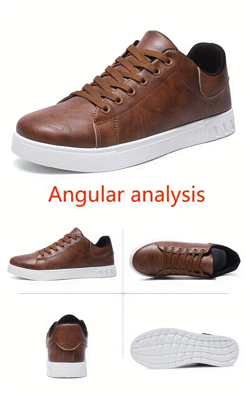 Herren-Skateboardschuh aus PU-Leder mit Schnürung, trendiger, bequemer, leichter Outdoor-Schuh mit rutschfester Sohle zum Gehen und Joggen_voghion.com