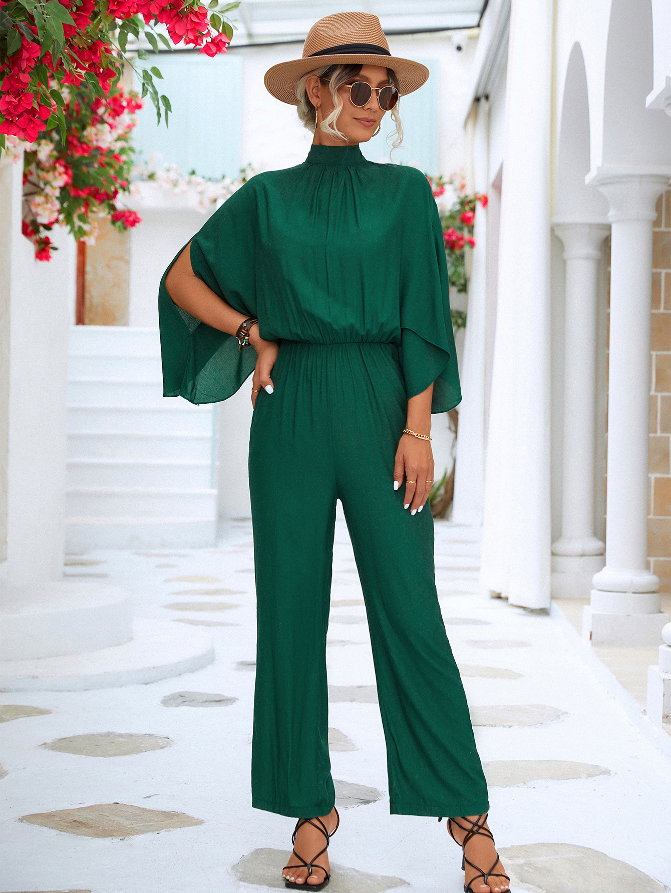 Women's Stand-up Collar Jumpsuit_voghion.com