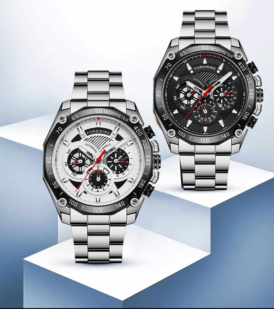 Forsining Herrenuhren, Luxus-Automatik- und mechanische Herrenuhr, wasserdicht, Ganzstahl, Business-Uhr_voghion.com