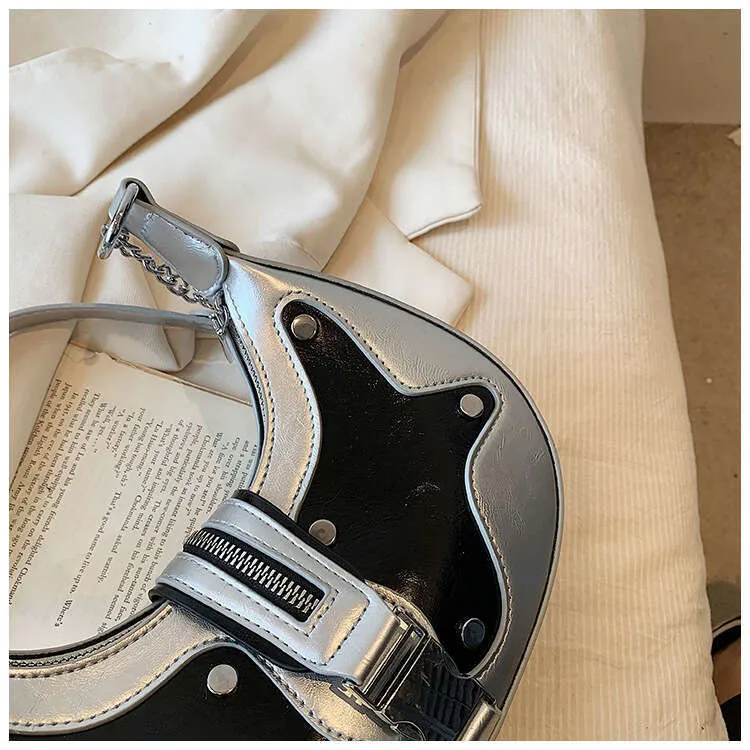 Y2k Shoulder Premium Pu Leather Mixed Color Rivet Fashion Handbag Retro Designer Women's Wallet Street Dressing Bag_voghion.com