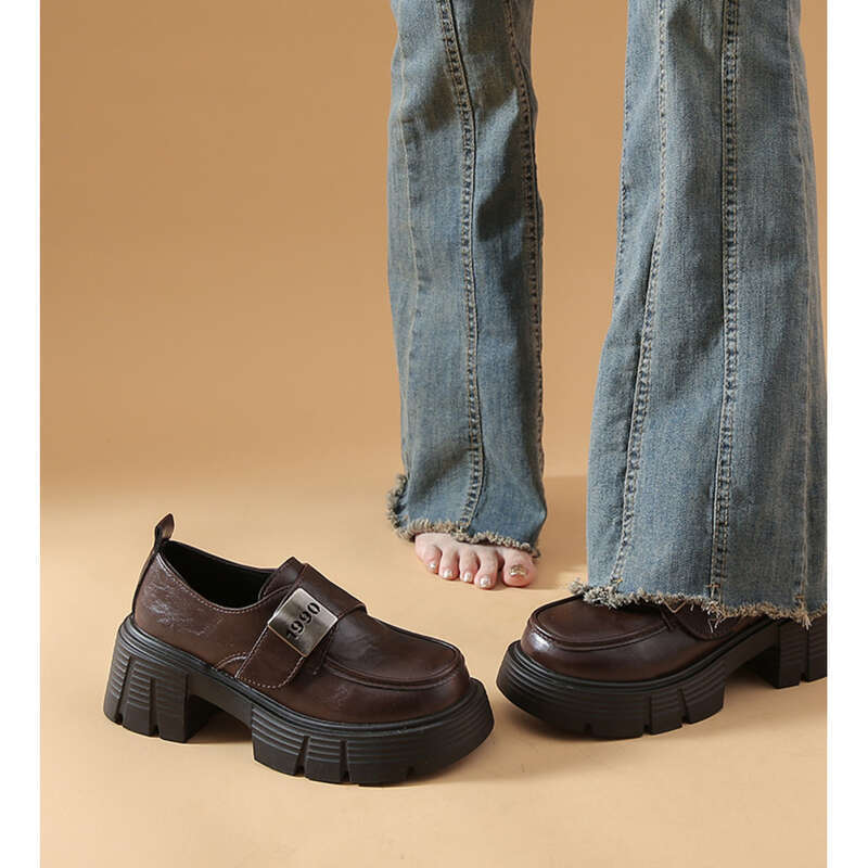 Loafers Zwarte Voeten Leren Dames Nieuwe Britse Stijl Verhogende Enkele Schoenen_voghion.com
