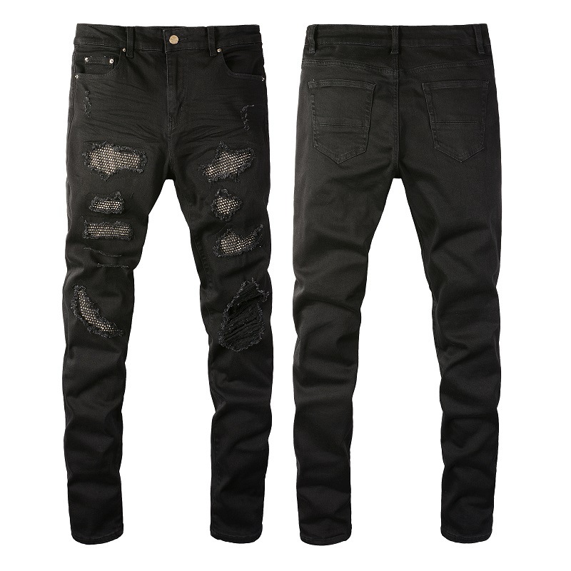 Men's Clothing Casual Versatile Ripped Hot Diamond Skinny Jeans Men's Skinny Pants 8565