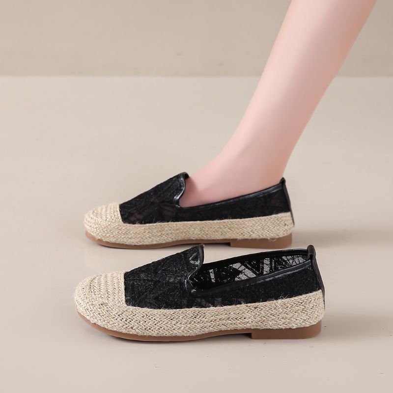 Fisherman Women 2024 new summer lace mesh lazy one slip-on cloth soft sole single shoes_voghion.com