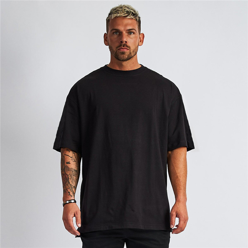 Men's Plus Size Solid Colour T-shirt Loose Fit Fitness Sports Top_voghion.com