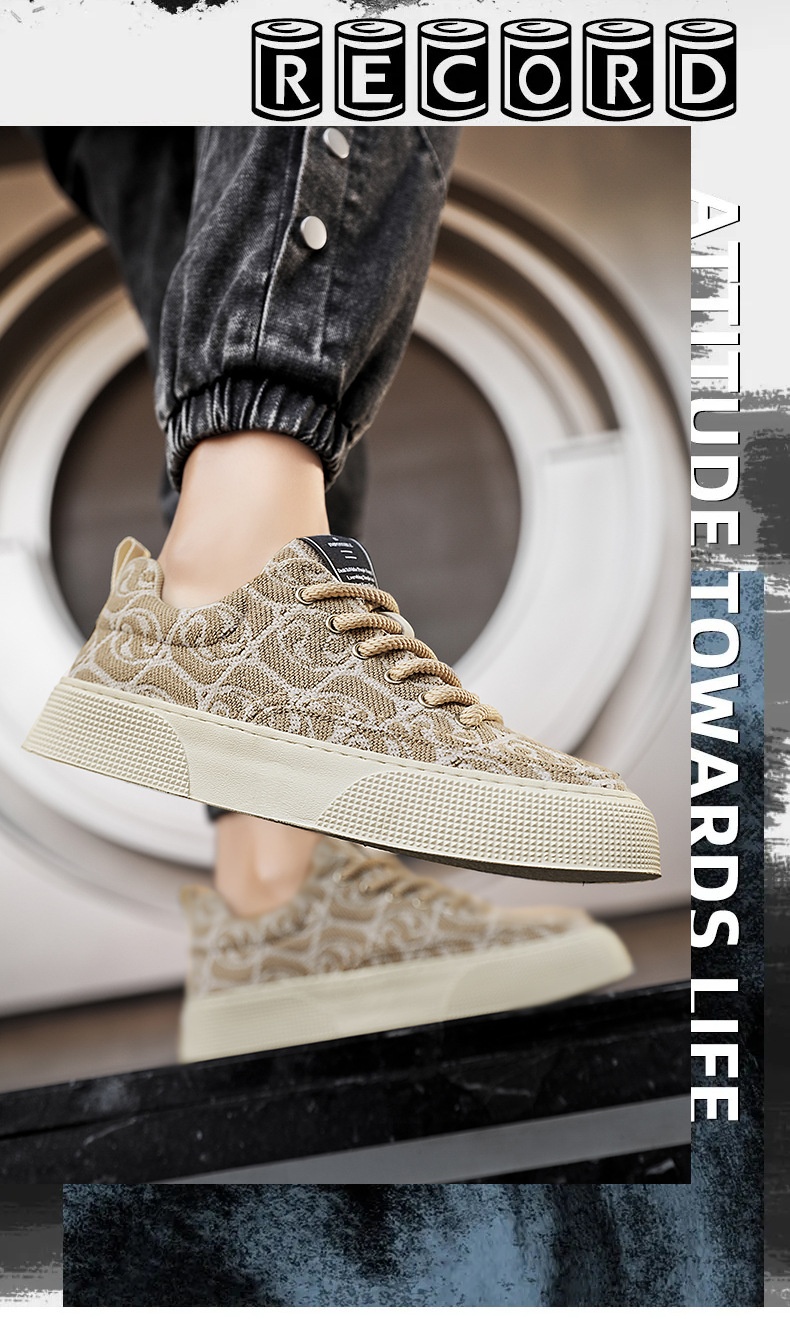 Herenschoenen Lente 2024 Nieuwe ademende canvasschoenen Trendy veelzijdige sport- en casual lage schoenen Heren bedrukte trendy schoenen_voghion.com
