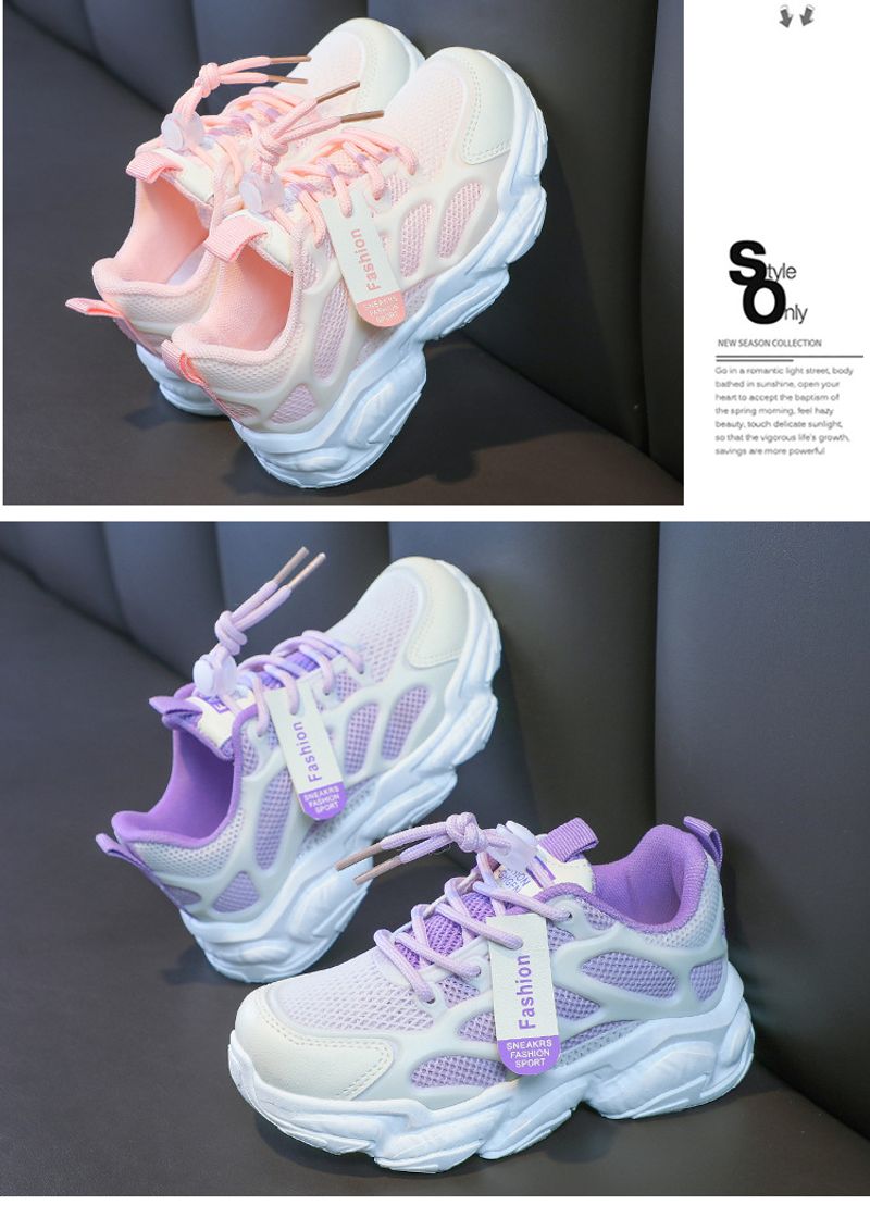 Girls Mesh Sneakers Breathable Torre 2023 New Fashion Children's Shoes_voghion.com