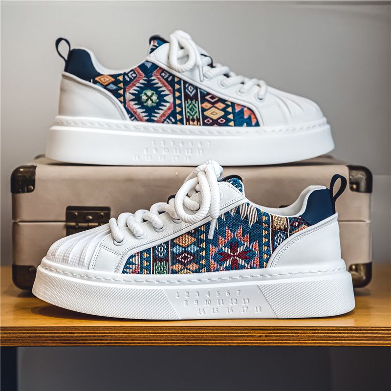 2024 Sommer Neue Shell Kopf Atmungsaktive Sport Weiß Herren Dicke Unterseite Leinwand Casual Vielseitige Bord Schuhe_voghion.com