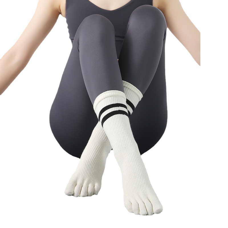 Calzini a compressione a cinque dita, antiscivolo, elastici, a tubo alto, da donna, per yoga, autunno e inverno, snellenti per le gambe_voghion.com