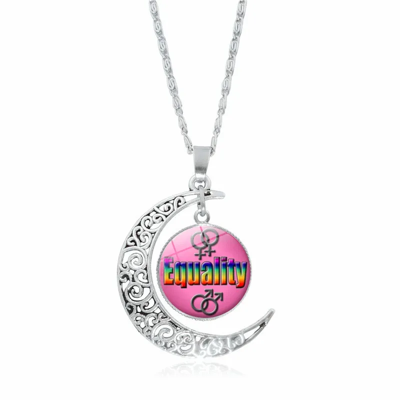 Rainbow Pride Moon Pendant Necklace For Women And Men Jewelry_voghion.com