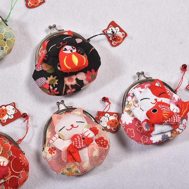 1 Pc Lucky Cat Coin Purse Key Case Lovely Cute Multi-color Pocket Cloth Handbag_voghion.com