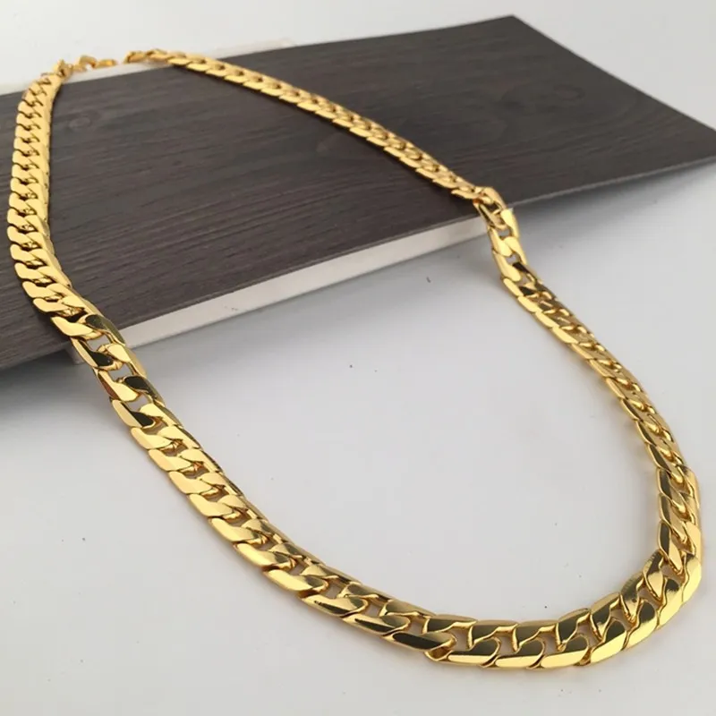 Chaîne pour homme et garçon de 12 mm d'épaisseur, collier en or jaune rempli de strass, bijoux en gros, chaînes cadeaux Hip Hop_voghion.com