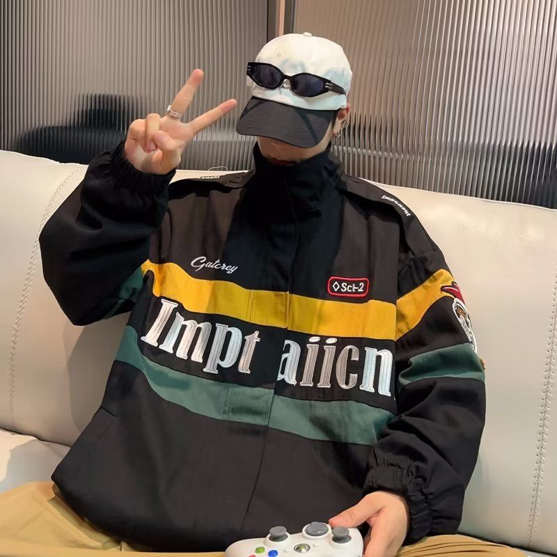 Baggy Racing Suit Trendy Baseball Jacket_voghion.com