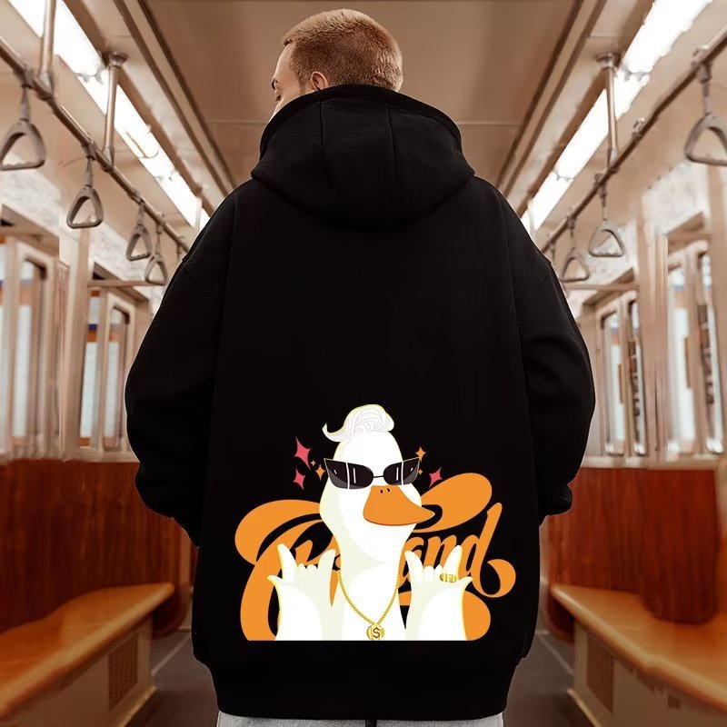 Oversized heren hoodie met amerikaanse eend print winterfleece_voghion.com
