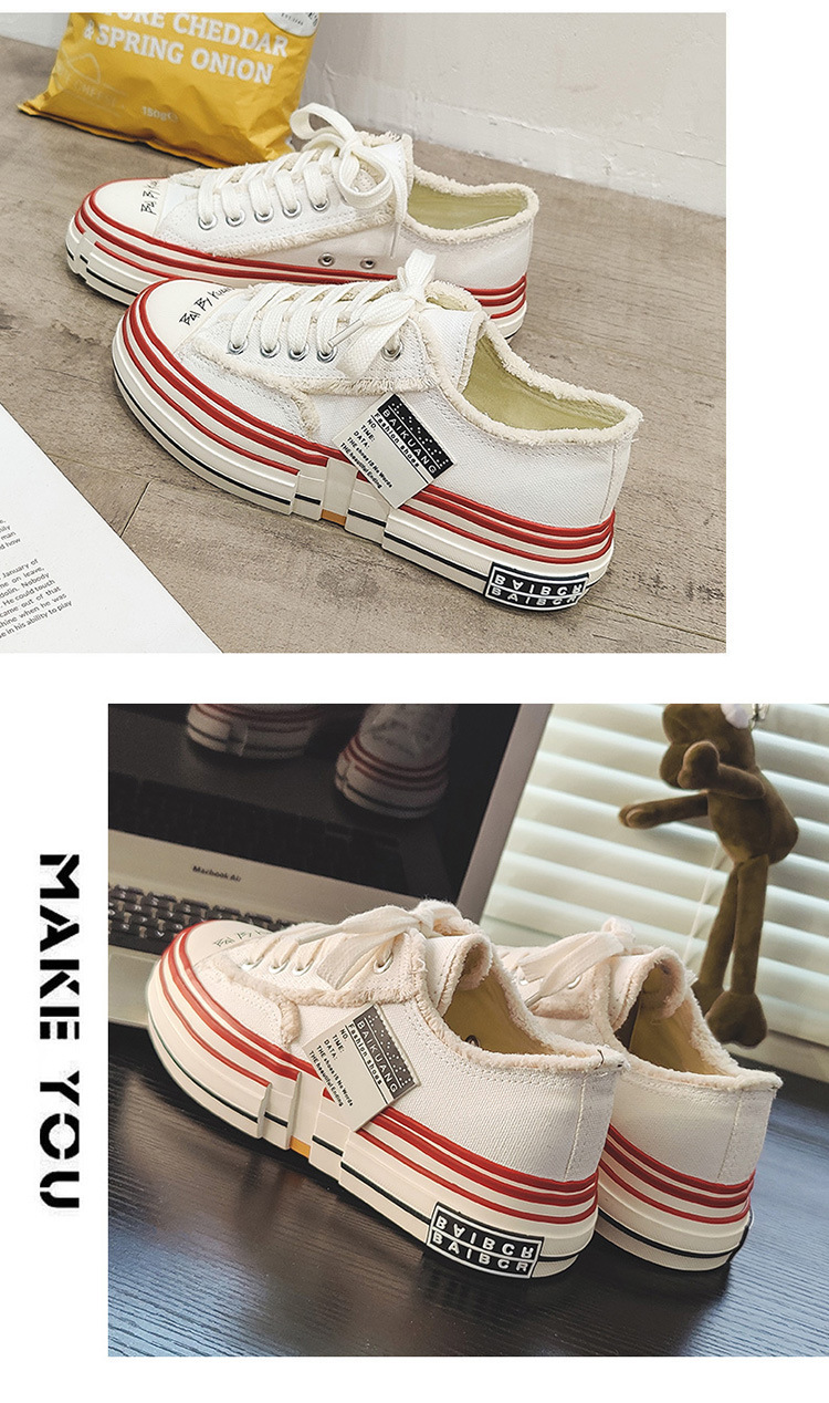 New Celebrity Same Style Beggar Vulcanized Thick Sole Increase Low Top Couple Canvas Trendy Shoes for Men and_voghion.com
