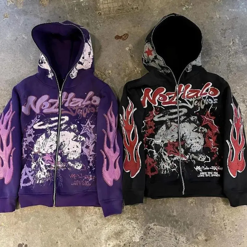 Men's Hoodies Haruku Graphic Men Women Y2K Top Oversized Jackets Zip Up Hoodie American Streetwear For_voghion.com