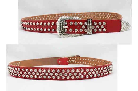 Rhinestone bälte för kvinnor i läder med kristaller midjebälte_voghion.com