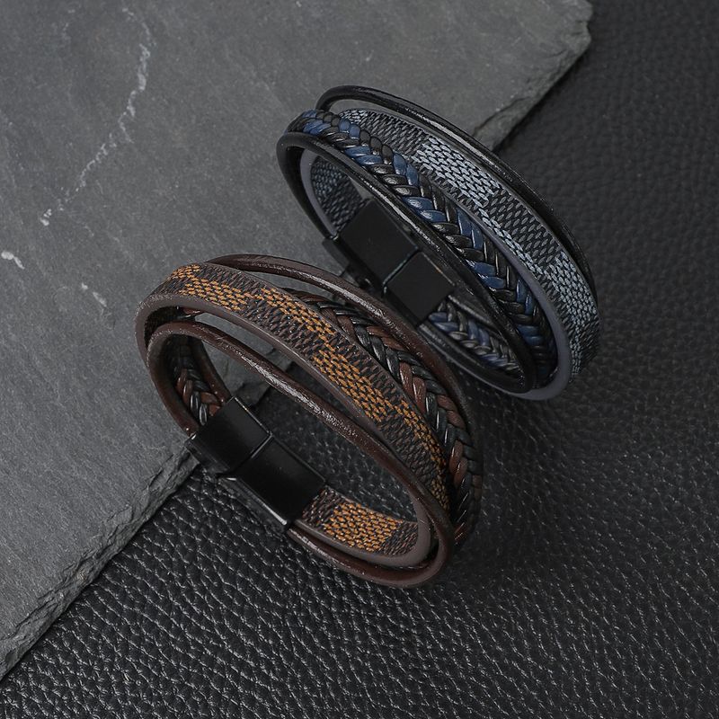 Uformelt ensfarget Pu-lær armbånd for menn_voghion.com