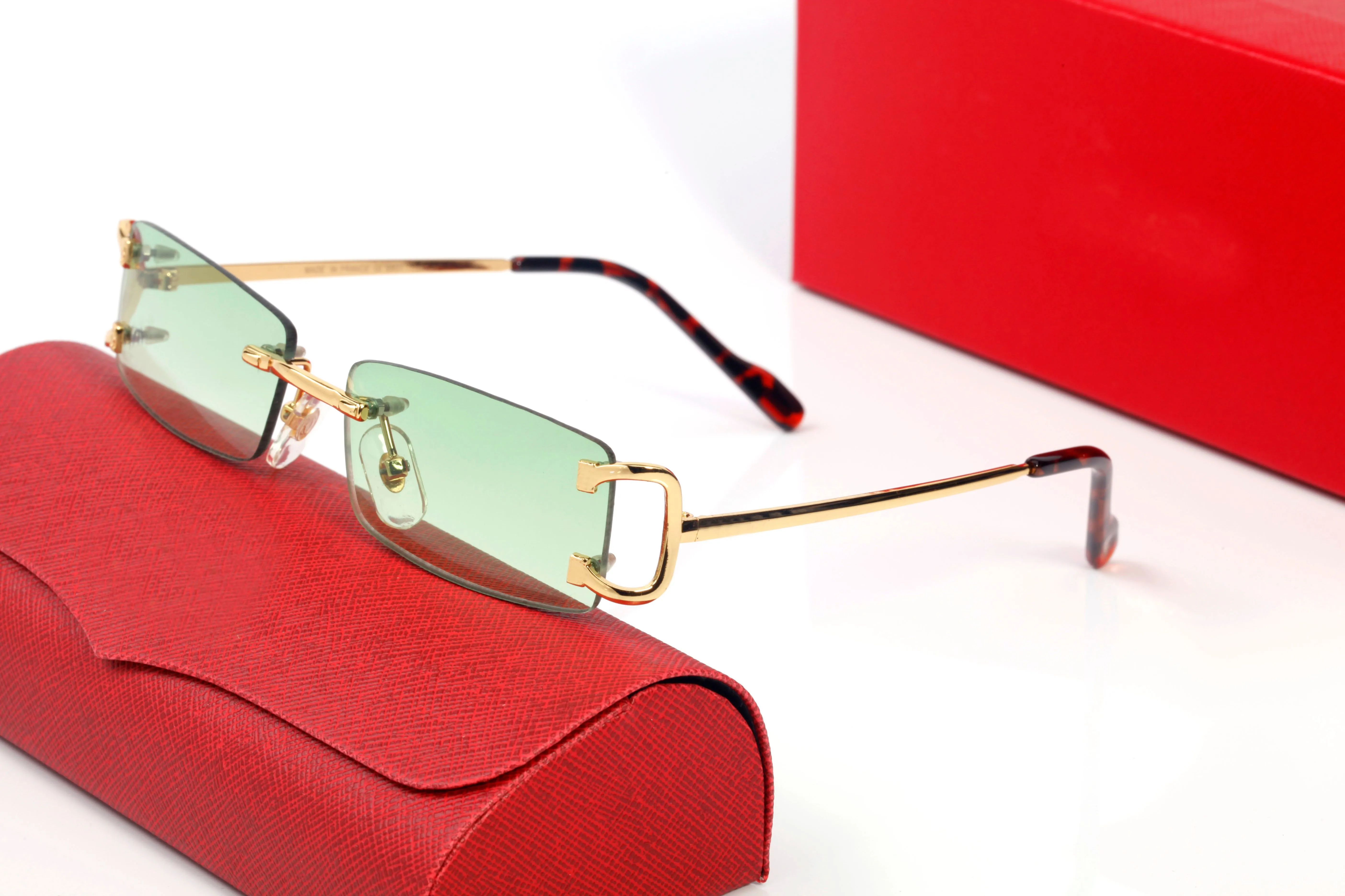 Carti Frameless Men Sunglasses for Women cartMetal Sunglass Rimless Rectangle Prescription Glasses Anti-Blu-ray_voghion.com