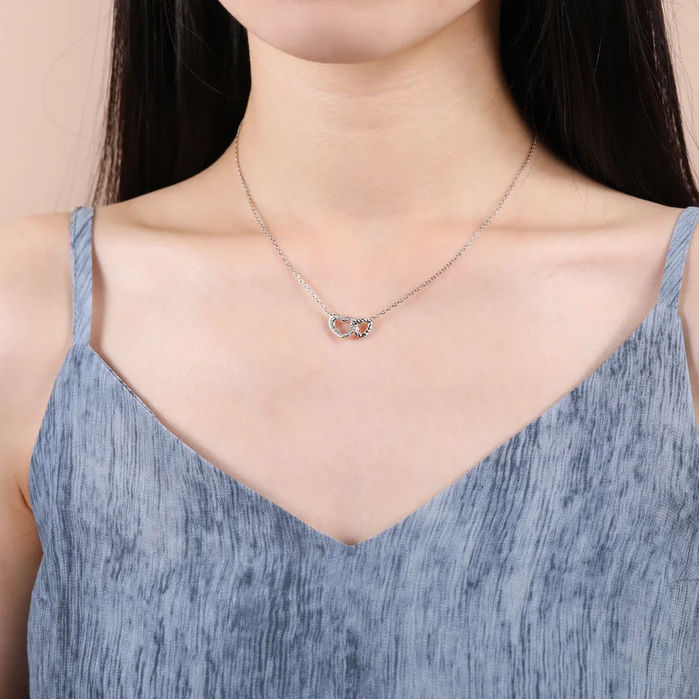 Moissanite Heart Necklace Sterling Silver Adjustable Pendant_voghion.com