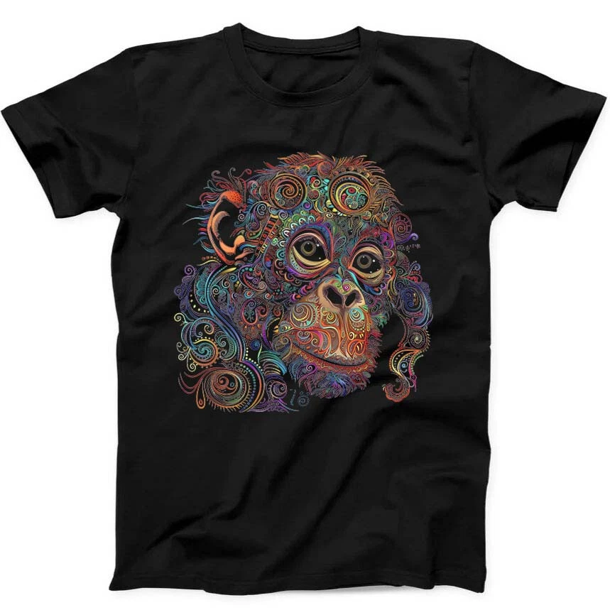 Monkey Mandala Art Best Seller Funny Gift Black T Shirt Mens Womens Tees Top 259_voghion.com