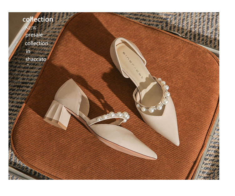 Pointed Mary Jane Heels With Pearl Detail Women's Stiletto Pumps_voghion.com