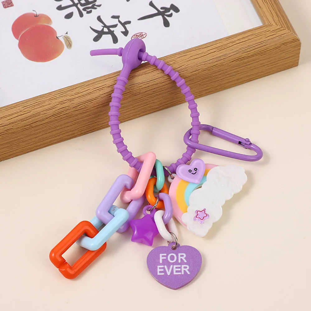 Candy Color Cute Keychain Car Key Accessories Funny Cloud Creative Backpack Pendant Ornament Gift Cartoon Bag Hangings_voghion.com